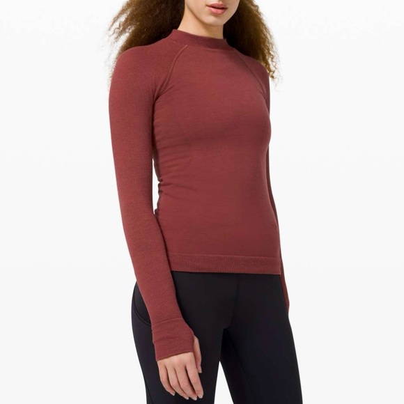 Lululemon Keep the Heat Thermal Long Sleeve Top Savannah Red Burgundy - Picture 1 of 6
